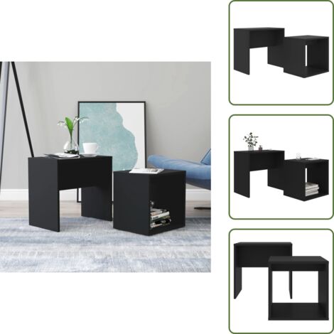 The Living Store Set Tavolini da Salotto Nero 48x30x45 cm in Legno Multistrato - Tavolino da caffè