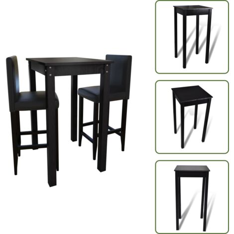 The Living Store Set Tavolino da Bar con 2 Sgabelli Neri - Sgabelli da bar