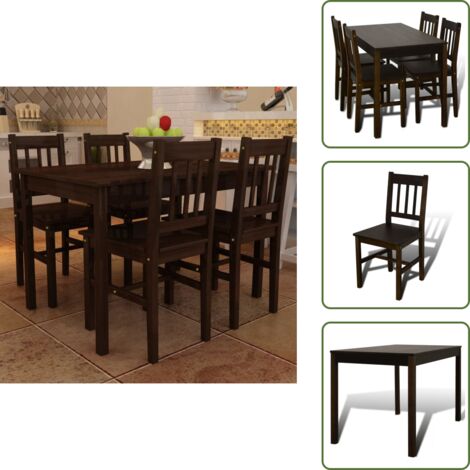 The Living Store Set Tavolo da Pranzo con 4 Sedie Marrone - Sedie da pranzo