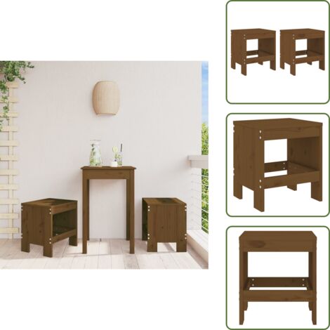 The Living Store Sgabelli Bar 2 pz Marrone Ambra 40x36x45 cm Legno Massello Pino - Sgabelli in legno