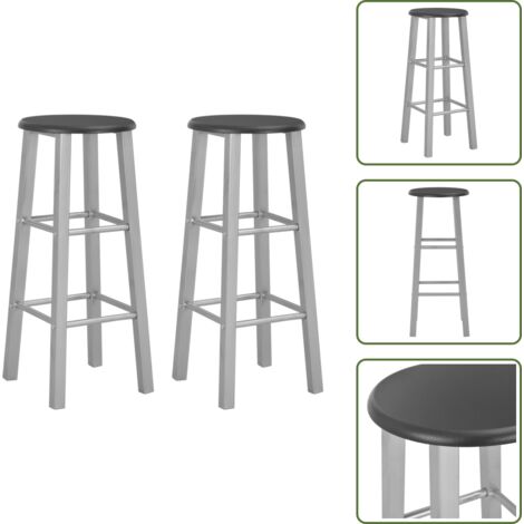 The Living Store Sgabelli da Bar 2 pz Argento in MDF - Sgabelli in acciaio