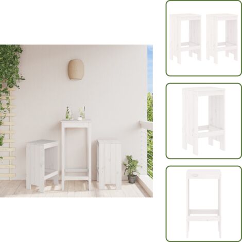 The Living Store Sgabelli da Bar 2 pz Bianchi 40x36x75 cm Legno Massello di Pino - Sgabelli da balcone