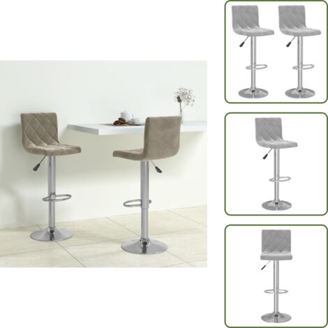 The Living Store Sgabelli da Bar 2 pz Grigio Chiaro in Velluto - Sedie da bar
