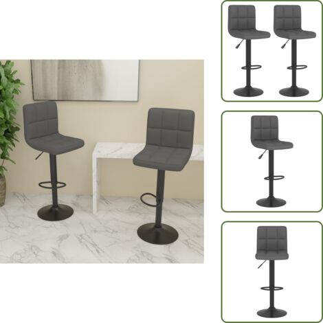 The Living Store Sgabelli da Bar 2 pz in Tessuto Grigio Scuro - Sedie da bar