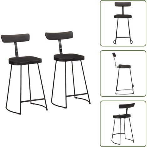 The Living Store Sgabelli da Bar 2 pz Neri 49x43x88 cm Legno Massello di Mango - Sgabelli in legno
