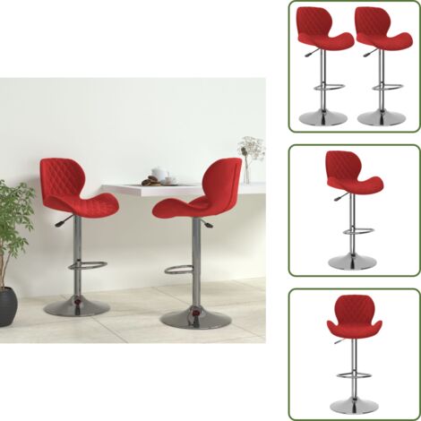 The Living Store Sgabelli da Bar 2 pz Rosso Vino in Velluto - Sedile in velluto