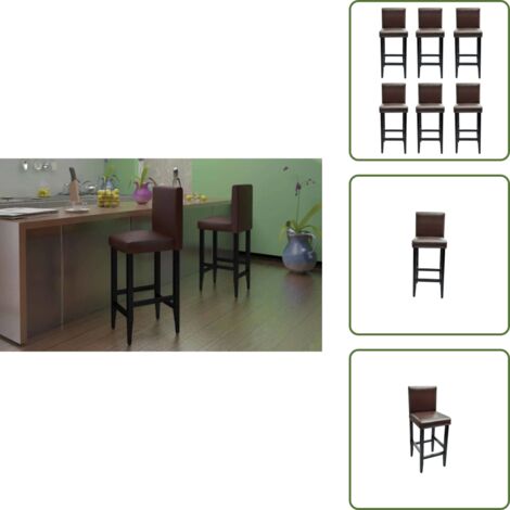 The Living Store Sgabelli da Bar 6 pz Marrone Scuro in Similpelle - Sgabelli in similpelle