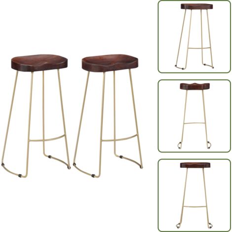 The Living Store Sgabelli da Bar Gavin 2 pz Legno Massello di Mango - Sgabelli in legno