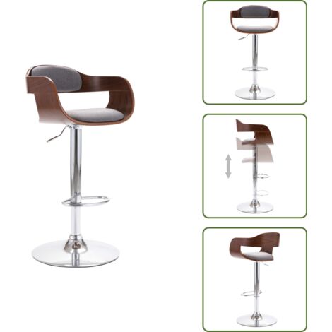 The Living Store Sgabello da Bar in Compensato e Tessuto Grigio - Sedia da bar