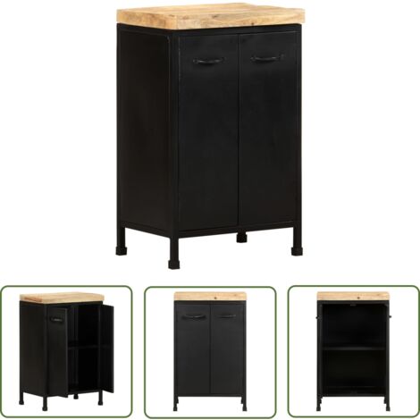 The Living Store Sideboard 47x35x76 cm Raues Mangoholz - Holz Sideboard - Industrieller Schreibtisch - Mangoholz Sideboard - Wohnraum Einrichtung - Regal Mit Schubladen