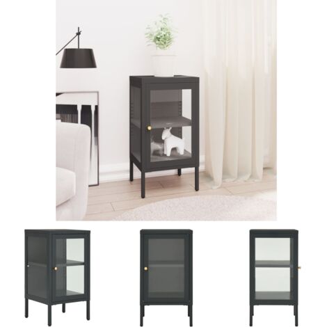 The Living Store Sideboard Anthrazit 38x35x70 cm Stahl und Glas - Sideboards