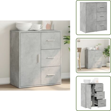 The Living Store Sideboard Betongrau 60x31x70 cm Holzwerkstoff - Sideboard - Wohnwand - TV-Schrank - Regal - Möbelstück
