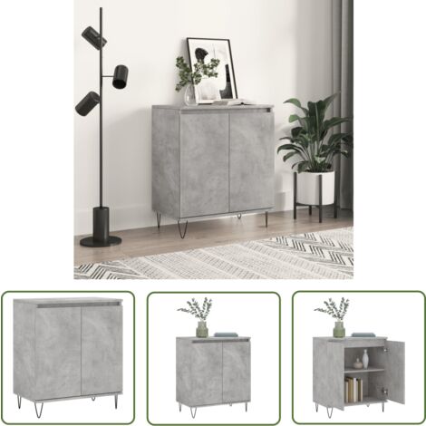 The Living Store Sideboard Betongrau 60x35x70 cm Holzwerkstoff - Sideboard - Wohnwand - TV-Schrank - Regal - Wohnzimmermöbel