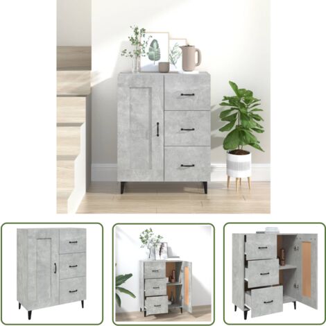 The Living Store Sideboard Betongrau 69,5x34x90 cm Holzwerkstoff - Sideboard - Wohnzimmermöbel - Holzmöbel - Grau - Regal