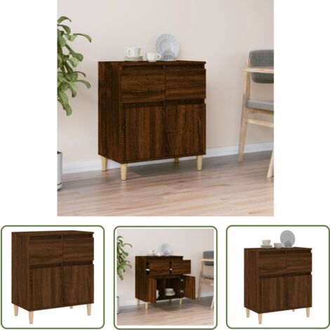 The Living Store Sideboard Braun Eichen-Optik 60x35x70 cm Holzwerkstoff - Schreibtisch - Wohnzimmer Dekoration - Eiche Sideboard - Regal - Holzmöbel