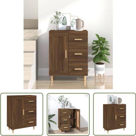 The Living Store Sideboard Braun Eichen-Optik 69,5x34x90 cm Holzwerkstoff - Schreibtisch - Wohnzimmermöbel - Sideboard - Regal - Holzmöbel