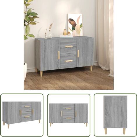 The Living Store Sideboard Grau Sonoma 100x36x60 cm Holzwerkstoff - Schreibtisch - Wohnzimmermöbel - Sideboard - Regal - Grau
