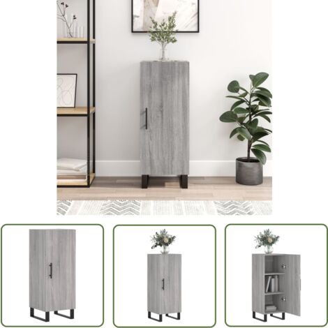 The Living Store Sideboard Grau Sonoma 34,5x34x90 cm Holzwerkstoff - Sideboard - Wohnzimmermöbel - Regal - Grau - Holzmöbel