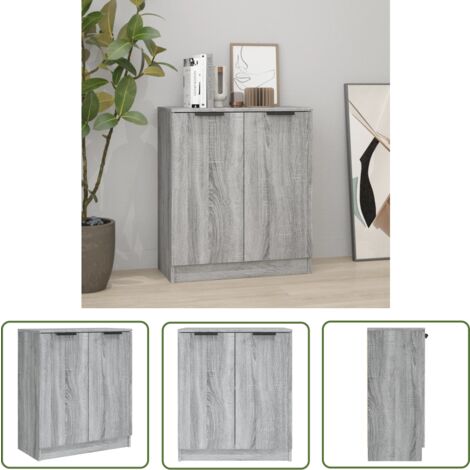 The Living Store Sideboard Grau Sonoma 60x30x70 cm Holzwerkstoff - Schreibtisch - Wohnzimmermöbel - Sideboard Grau - Holz Sideboard - Lowboard