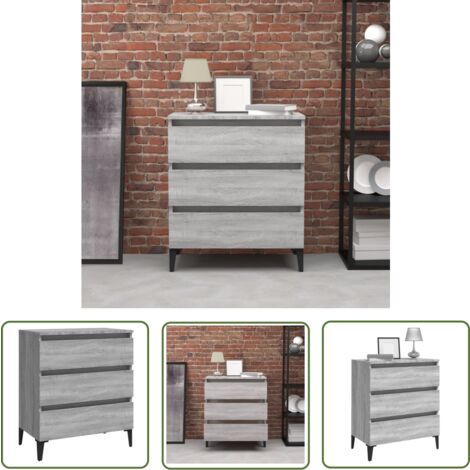 The Living Store Sideboard Grau Sonoma 60x35x69 cm Holzwerkstoff - Schreibtisch - Wohnzimmermöbel - Sideboard Grau - Regal - TV Stand
