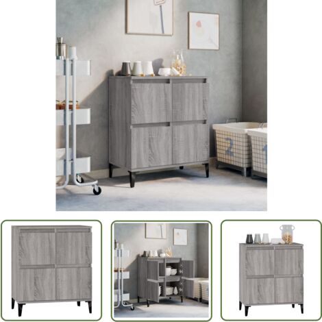 The Living Store Sideboard Grau Sonoma 60x35x70 cm Holzwerkstoff - Schreibtisch - Wohnzimmermöbel - Sideboard - Grau - Holzmöbel