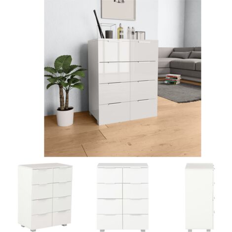The Living Store Sideboard Hochglanz-Weiß 60x35x80 cm Holzwerkstoff -  Kommoden