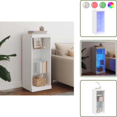 The Living Store Sideboard mit LED-Beleuchtung Weiß 41x37x100 cm - Schreibtisch - Wohnzimmermöbel - Sideboard - Regal - TV Stand