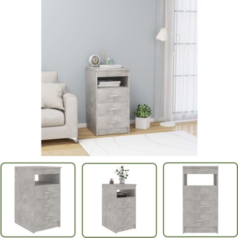 The Living Store Sideboard mit Schubladen Betongrau 40x50x76 cm Holzwerkstoff - Beton Grau - Sideboard - Kommode - Aufbewahrungsschrank - Wohnzimmermöbel