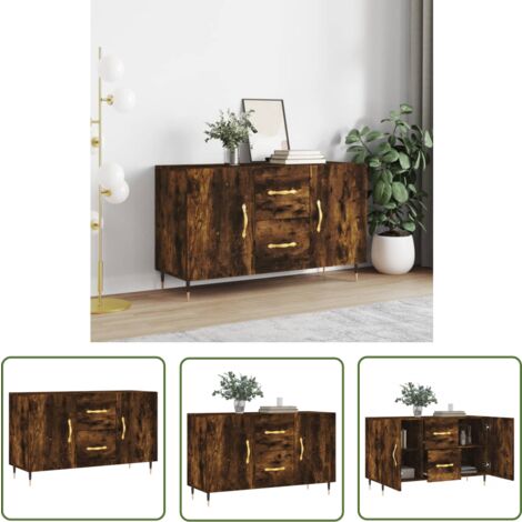 The Living Store Sideboard Räuchereiche 100x36x60 cm Holzwerkstoff - Schreibtisch - Wohnzimmermöbel - Sideboard - Regal - Holzmöbel