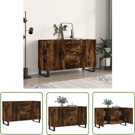 The Living Store Sideboard Räuchereiche 100x36x60 cm Holzwerkstoff - Schreibtisch - Wohnzimmermöbel - Sideboard - Regal - Holzmöbel