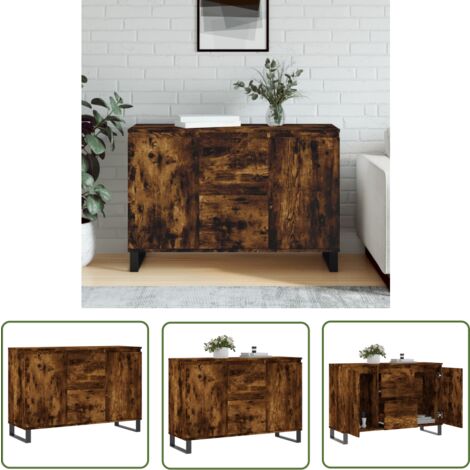 The Living Store Sideboard Räuchereiche 104x35x70 cm Holzwerkstoff - Schreibtisch - Wohnzimmermöbel - Sideboard - Regal - Holzmöbel