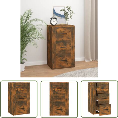 The Living Store Sideboard Räuchereiche 40x33x70 cm Holzwerkstoff - Schreibtisch - Wohnzimmermöbel - Sideboard - Regal - Holzmöbel
