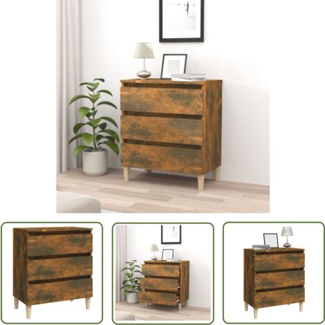 The Living Store Sideboard Räuchereiche 60x35x69 cm Holzwerkstoff - Schreibtisch - Regal - Wohnzimmermöbel - Holzmöbel - Sideboard