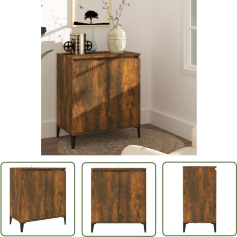 The Living Store Sideboard Räuchereiche 60x35x70 cm Holzwerkstoff - Schreibtisch - Wohnzimmermöbel - Regal - Sideboard - Holzmöbel