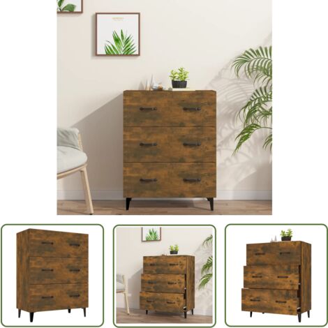 The Living Store Sideboard Räuchereiche 69,5x34x90 cm Holzwerkstoff - Schreibtisch - Wohnzimmermöbel - Sideboard - Regal - Holzmöbel
