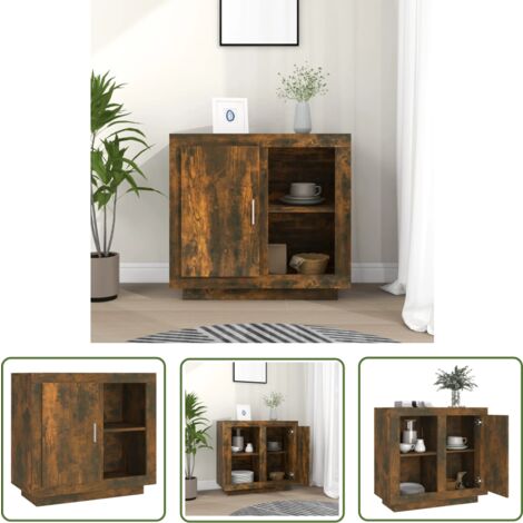 The Living Store Sideboard Räuchereiche 80x40x75 cm - Schreibtisch - Regal - Wohnzimmermöbel - Holzmöbel - Sideboard