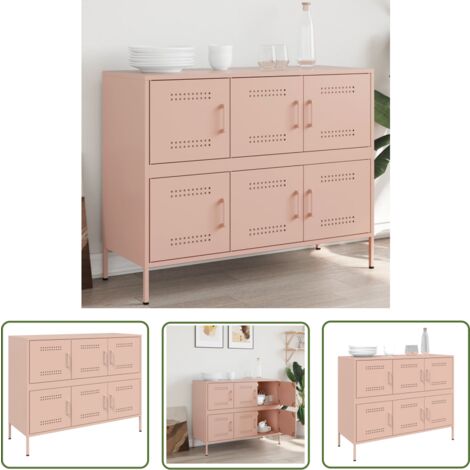 The Living Store Sideboard Rosa 100,5x39x79 cm Stahl - Industrielles Design - Sideboard - Regal - Aufbewahrung - Wohnraum