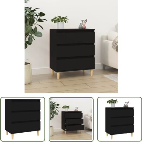 The Living Store Sideboard Schwarz 60x35x70 cm Holzwerkstoff - Schreibtisch - Wohnzimmermöbel - Sideboard Schwarz - Eiche Sideboard - Regal