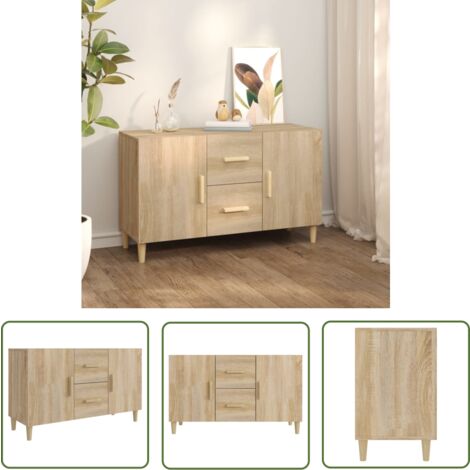 The Living Store Sideboard Sonoma-Eiche 100x36x60 cm Holzwerkstoff - Schreibtisch - Wohnzimmermöbel - Sideboard - Regal - Eichefarbenes Möbel