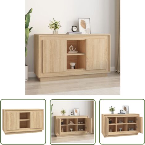 The Living Store Sideboard Sonoma-Eiche 102x35x60 cm Holzwerkstoff - Schreibtisch - Sideboard - Wohnzimmerschrank - Regal - Eichefarben