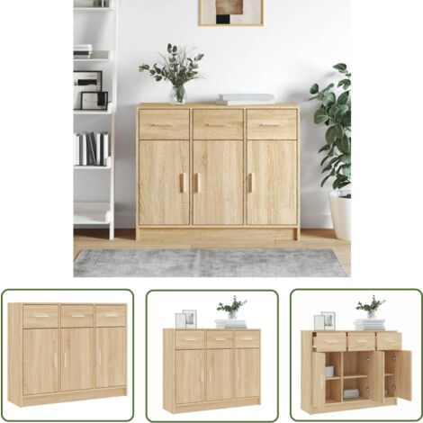 The Living Store Sideboard Sonoma-Eiche 91x28x75 cm Holzwerkstoff - Schreibtisch - Wohnzimmermöbel - Sideboard - Eichefarben - Holzmöbel
