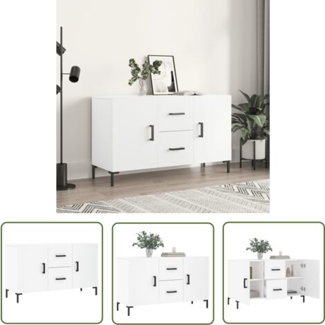 The Living Store Sideboard Weiß 100x36x60 cm Holzwerkstoff - Schreibtisch - Wohnzimmermöbel - Sideboard - Regal - Aufbewahrung