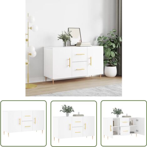 The Living Store Sideboard Weiß 100x36x60 cm Holzwerkstoff - Schreibtisch - Wohnzimmermöbel - Sideboard - Regal - Aufbewahrung
