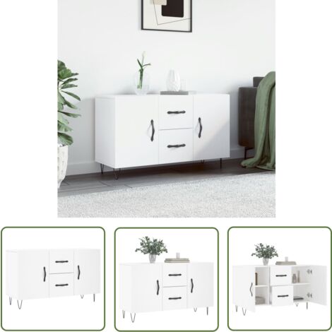 The Living Store Sideboard Weiß 100x36x60 cm Holzwerkstoff - Schreibtisch - Wohnzimmermöbel - Sideboard - Regal - Aufbewahrung