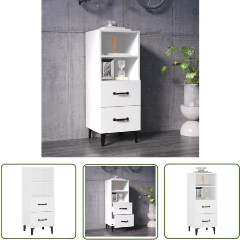 The Living Store Sideboard Weiß 34,5x34x90 cm Holzwerkstoff - Schreibtisch - Wohnzimmer Deko - Regal - Sideboard - Holzmöbel