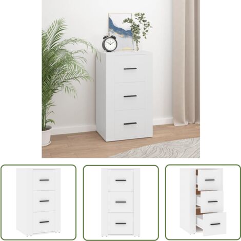 The Living Store Sideboard Weiß 40x33x70 cm Holzwerkstoff - Schreibtisch - Regal - Wohnzimmermöbel - Holzmöbel - Weißer Schrank
