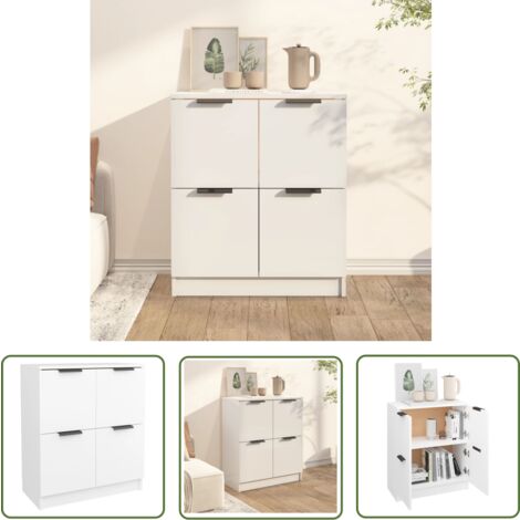 The Living Store Sideboard Weiß 60x30x70 cm Holzwerkstoff - Schreibtisch - Wohnzimmermöbel - Sideboard - Holzmöbel - Weißer Schrank