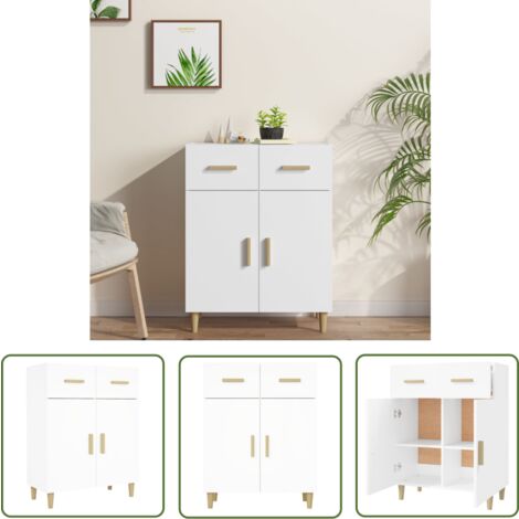 The Living Store Sideboard Weiß 69,5x34x89 cm Holzwerkstoff - Schreibtisch - Wohnzimmermöbel - Sideboard - Regal - Holzmöbel