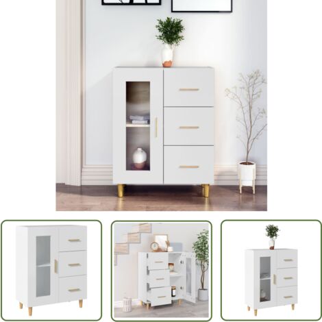 The Living Store Sideboard Weiß 69,5x34x90 cm Holzwerkstoff - Schreibtisch - Wohnzimmer Dekoration - Regal - Sideboard - Holz Sideboard