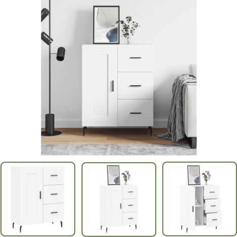 The Living Store Sideboard Weiß 69,5x34x90 cm Holzwerkstoff - Schreibtisch - Wohnzimmermöbel - Sideboard - Regal - Aufbewahrung